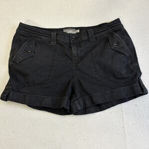 Torrid Jean Short Shorts Womens 14 Black Denim Flap Pocket Roll Hem Vacay Dark